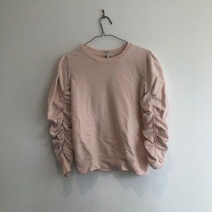 Joie Hencia Ruched Sleeve Pima Cotton Sweatshirt